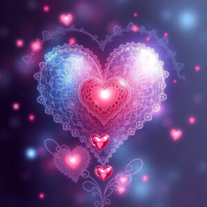 Lace heart, Rice paper prints