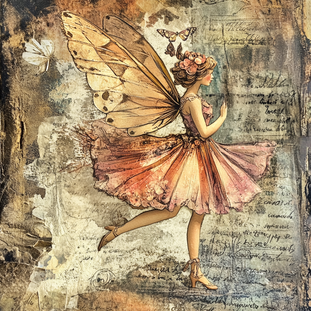 Vintage fairy 3, Rice paper print