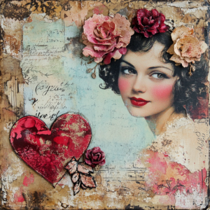 Vintage Valentines 5, Rice paper print