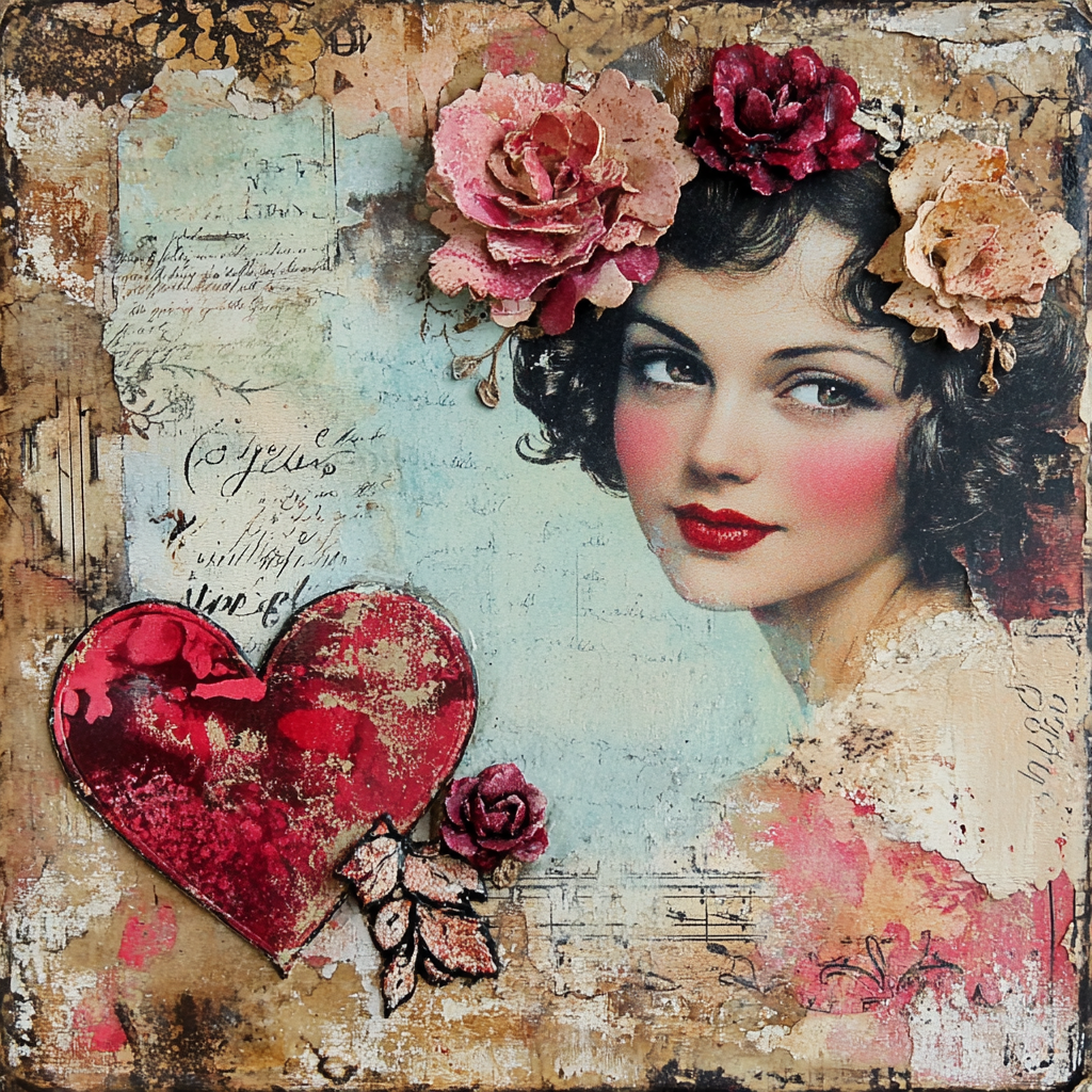 Vintage Valentines 5, Rice paper print