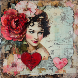 Vintage Valentines 3, Rice paper print
