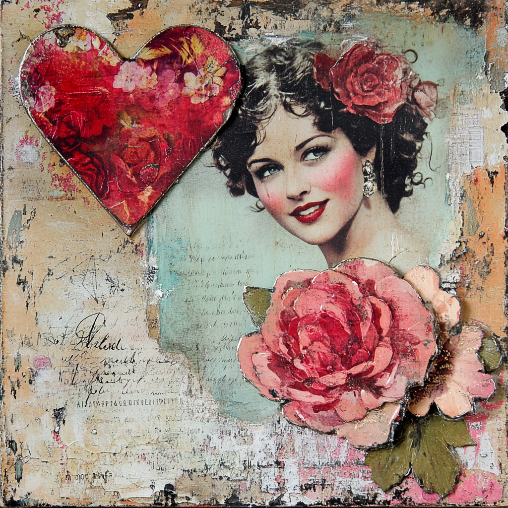 Vintage Valentines 22, Rice paper print