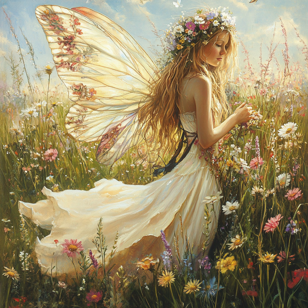 Vintage floral fairy 9, Rice paper print